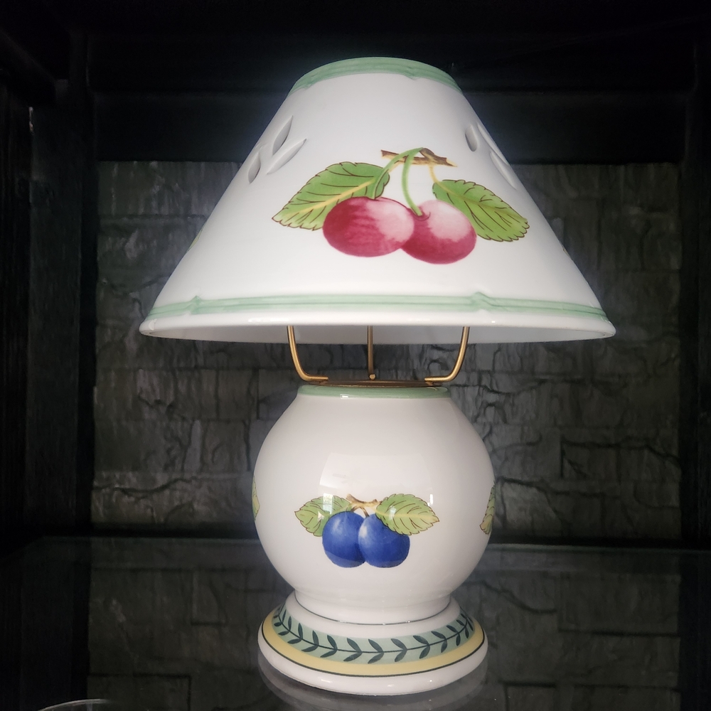 Villeroy & Boch French Garden Fleurence Fruit Motif Two Piece Candle Lamp